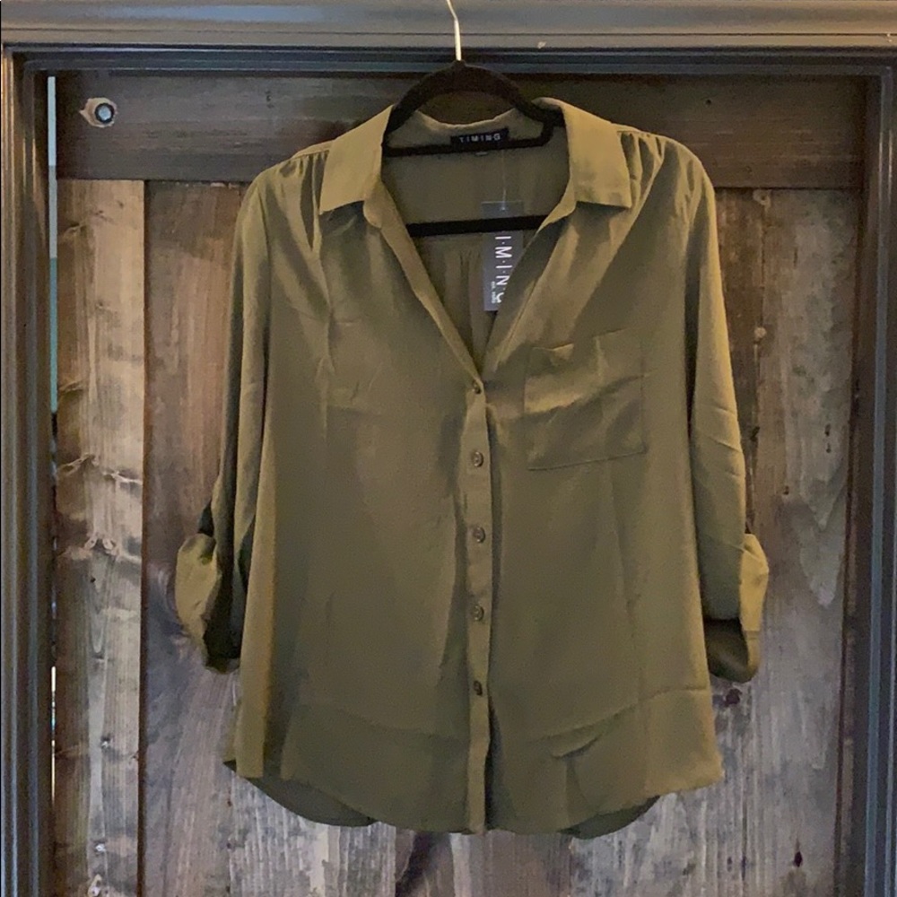 Army Green button up shirt